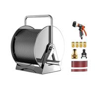 HBOOMOEM Stainless Steel Garden Hose Reel Cart Hanger，Heavy Duty Stainless Steel Garden Hose Reel Holder，Suitable for Outdoor Yards, Driveways, Farms and Patios.(Aluminum Alloy A,30m)
