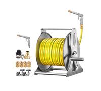 HBOOMOEM Wall Mounted Garden Hose Reel,Generic Stainless Steel Garden Hose Holder Kit,Easy To Transport And Store The Hose For Watering Flowers/Washing Cars/Cleaning Floors.(Yellow,30*27.5*36CM_40M)