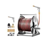 HBOOMOEM Wall Mounted Garden Hose Reel,Generic Stainless Steel Garden Hose Holder Kit,Easy to Transport and Store The Hose for Watering Flowers/Washing Cars/Cleaning Floors.(Red,30 * 27.5 * 36CM_30M)