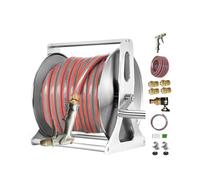 HBOOMOEM Wall Mounted Garden Hose Reel，Heavy Duty Stainless Steel Garden Hose Reel Holder，Convenient Hose Transportation and Storage, Garden Tool Accessories.(A,27.5 * 28 * 36CM_25M)