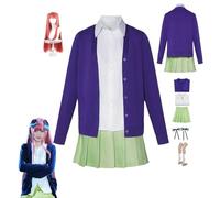 HBQC Anime Cosplay Costume The Quintessential Quintuplets Nakano Nino Cosplay Costume Full Set Wig Set - Adult Style, Halloween Carnival Party Dress Up