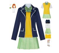 HBQC Anime Cosplay Costume The Quintessential Quintuplets Nakano Yotsuba Cosplay Full Set Wig Costume Set - Adult Style, Halloween Carnival Party Dress Up