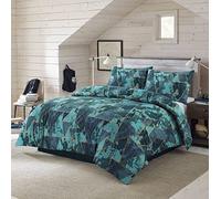 HBS Ltd Geometric Triangle Marble Reversible Printed Easycare Duvet Cover and Pillowcase Bedding Set (Single, Teal)