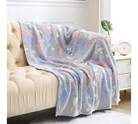HBS Ltd Glow in the Dark Moon and Stars Space Grey Pink Kids Fleece Childrens Throw Blanket (Space Grey)