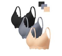 HBselect 3 Pack Wireless Bras for Women Seamless Bra Ultimate Comfort Bralette Non Wired Ladies Bras with Bra Extenders
