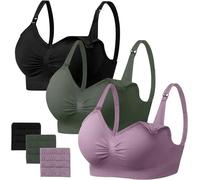 HBselect 3 Pack Women’s Wireless Seamless Maternity & Breastfeeding Bras Bralette with Removable Pads & Extenders