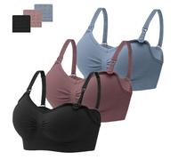 HBselect 3 Pack Women’s Wireless Seamless Maternity & Breastfeeding Bras - Bralette with Removable Pads & Extenders