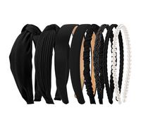 HBselect 8 Piece Headband Set Women's Headband Set Satin Pearl Wide Headbands for Women and Girls Hair Band Headbands