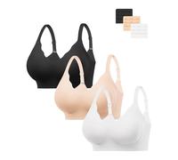 HBselect Wireless Jelly Bras for Women No Underwire 3PCS Seamless Push Up Bras Scalloped Everyday Comfort Bralettes
