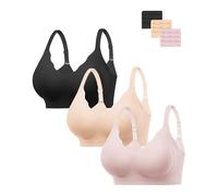 HBselect Wireless Jelly Bras for Women No Underwire 3PCS Seamless Push Up Bras Scalloped Everyday Comfort Bralettes