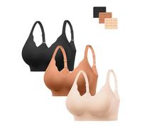 HBselect Wireless Jelly Bras for Women No Underwire 3PCS Seamless Push Up Bras Scalloped Everyday Comfort Bralettes
