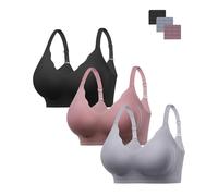 HBselect Wireless Jelly Bras for Women No Underwire 3PCS Seamless Push Up Bras Scalloped Everyday Comfort Bralettes