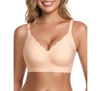 HBselect Wireless Jelly Bras for Women No Underwire 3PCS Seamless Push Up Bras Scalloped Everyday Comfort Bralettes