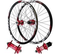 HBSSP Bike Wheelset 26/27.5/29 Inch,Aluminum Alloy Hybrid/MTB Hub HG Sealed Bearings Disc Brake Mountain Rim for 7-12 Speed(Red,26 inch)