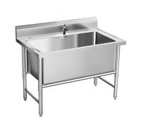 HBSSP Commercial Stainless Steel Utility Kitchen Sink,Large Single Bowl Sink Free Standing Deep Laundry Tub for Outdoor Kitchen Or Bar(Deep:15.7in,100X70cm/39.3X27.5in)