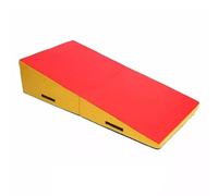 HBSSP Folding Gymnastic Tumbling Mat Incline Cheese Wedge Skill Shape Outdoor Exercise Yoga for Gymnastics Home Gym W/Handle(Red yellow,150x75x38cm)