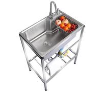 HBSSP Independent Movable Sink Thickened Stainless Steel with Stand for Kitchen Home Restaurant Laundry Garage Outdoor