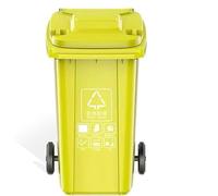 HBSSP Outdoor Heavy Duty Large Trash Can with Sealing Lid, Commercial Wheeled Trash Can for Patio Backyard Deck Roadside(Yellow,100)