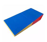 HBSSP Wedge Tumbling Folding Incline Gym Mat Cheese for Gymnastic,Martial,Cheerleading,Dance Yoga Stretch Training Practice(Blue yellow red,83x60x35cm)