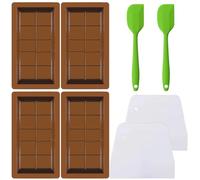 HBSTK 4 PCS Deep Chocolate Bar Moulds, Reusable Silicone Chocolate Moulds Kit - 10 Cavity Deep, Thick & Stuffed Bar for DIY Baking, Candy, Jelly & Sweets