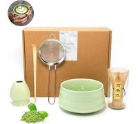 HBSTK Handmade Matcha Making Kit Gift Set - Premium Matcha Whisk Set with Ceramic Bowl, Bamboo Whisk (Chasen), Spoon & Whisk Holder - Organic Japanese Matcha Tea Set for Traditional Tea Ceremony