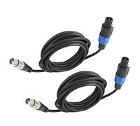 HBU Pack of 2 10 Feet SpeakOn to XLR Cables - 2pcs 10Ft. Audio Jack Speak-On Male to 3 Pole XLR Female Extension Cable - DJ PA Stage 3 Pin Microphone Wire with Twist Lock
