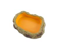 Hburirrty 1 Piece Reptile Feeding Bowls Terrarium Plate Reptile Feeder Amphibian Feeding Bowl Resin for Frog Tortoise Bearded Dragon Turtle,XS