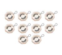 Hburirrty 10 False Eyelashes Box Polygonal Keychain Eyelash Box Empty Eyelash Box with Tray Makeup Eyelash Storage Box (Pink)