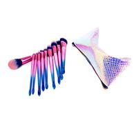 Hburirrty 10 Pieces of Makeup Brush Eye Shadow Blush Foundation Makeup Brush Professional Face Makeup Tool Blue Pink