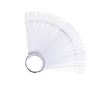 Hburirrty 100PCS False Nail Fan Nature Nail Art Round Full Cover Display Practice Tools Fake Nails Acrylic UV Gel Transparent