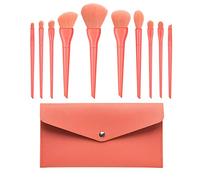 Hburirrty 10PCS Makeup Brushes Set Eye Shadow Blending Eyeliner Eyelash Eyebrow Brushes Synthetic Hair Makeup Brush Kit Red