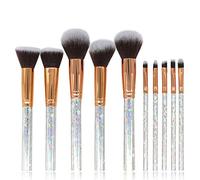 Hburirrty 10Pcs Rainbow Handle Makeup Brushes for Cosmetic Powder Foundation Eyeshadow Lip Make Up Brush Set Beauty Tool