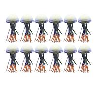 Hburirrty 12PCS Sea Moon Luminous Simulation Jellyfish Silicone Simulation Jellyfish Wholesale Silicone Fluorescent Luminous Floating Fish Aquarium Decoration