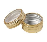 Hburirrty 1Pc Makeup Round Storage Box Nail Art Bead Container Portable Cosmetic Cream Jar Pot Box Round Bottle Bead Golden