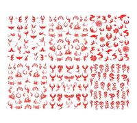 Hburirrty 1Set/6Pcs Holographic Nail Art Stickers Adhesive Sliders DIY Nail Transfer Decals Foils Wraps Decorations Red
