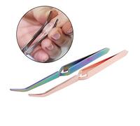 Hburirrty 2 in 1 Colorful Stainless Steel Nail Shaping Tweezers For UV Gel Tips C Curve Pinchers Sculpture Clip
