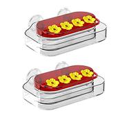 Hburirrty 2 Pack Window Bird Feeders Strong Suction Cups Bird Feeder Humming Bird Feeder with 4 Feeding Ports