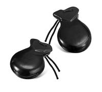 Hburirrty 2 PCS Spanish Castanets with String About 8.8x6.5x3cm Traditional Wood Hand Percussion Castanets(Black)