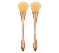 Hburirrty 2 Pieces of Golden Nail Cleaning Brush Soft Hair Powder Dusting Brush Nail Art Cleaning Pen Manicure Nail Care Tool