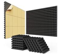 Hburirrty 24PCS Acoustic Foam Panels 2x12x12In,Fast Expand Acoustic Panels, Pyramid Design Soundproof Wall Panels