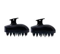 Hburirrty 2PCS Handheld Massage Comb Portable Silicone Shampoo Scalp Shower Washing Hair Growth Massager Relax -Black