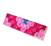 Hburirrty 33Pcs/Box Simulation Rose Soap with Gift Box Women Girl Bath Soap Valentine's Day Birthday Wedding Gifts-Pink