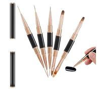 Hburirrty 5Pcs Double Nail Art UV Gel Extension Brushes Painting Tools French Stripe Drawing Liner Pen Manicure Accessoires Parts Accessory
