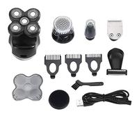 Hburirrty 6 in 1 USB Rechargeable Electric Shaver 5 Blade Razors Clipper Nose Ear Hair Trimmer Men Cleaning Brush Gold