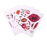 Hburirrty 6Pcs/Set Halloween Scars Stickers Funny Waterproof Temporary Tattoo 3D Realistic Bloody Tattoo Stickers 15X21Cm