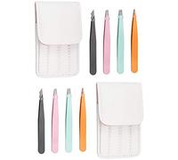 Hburirrty 8 Eyebrow Tweezers, Oblique Tip and Pointed Eyebrow Tweezers Set, Daily Beauty Tool, with Leather Case