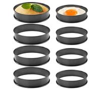 Hburirrty 8 Pack Crumpet Rings NONSTICK English Muffin Rings Black Stainless Steel for Muffins, Pancakes