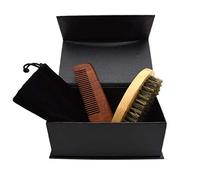 Hburirrty Beard Brush and Mustache Comb Kit for Men's Care Gift Grooming Comb with Bristle Shaving Brush Set