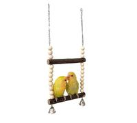 Hburirrty Bird Swing for Two Birds, Wooden Bird Swing with Bell Toy, Hanging Swing, Seat Swing for Small Birds and Parrots (15cm)