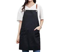 Hburirrty Black Adjustable Barber Apron with Double Front Large Size Pockets Solid Color Aprons Kitchen Cooking Clothes
